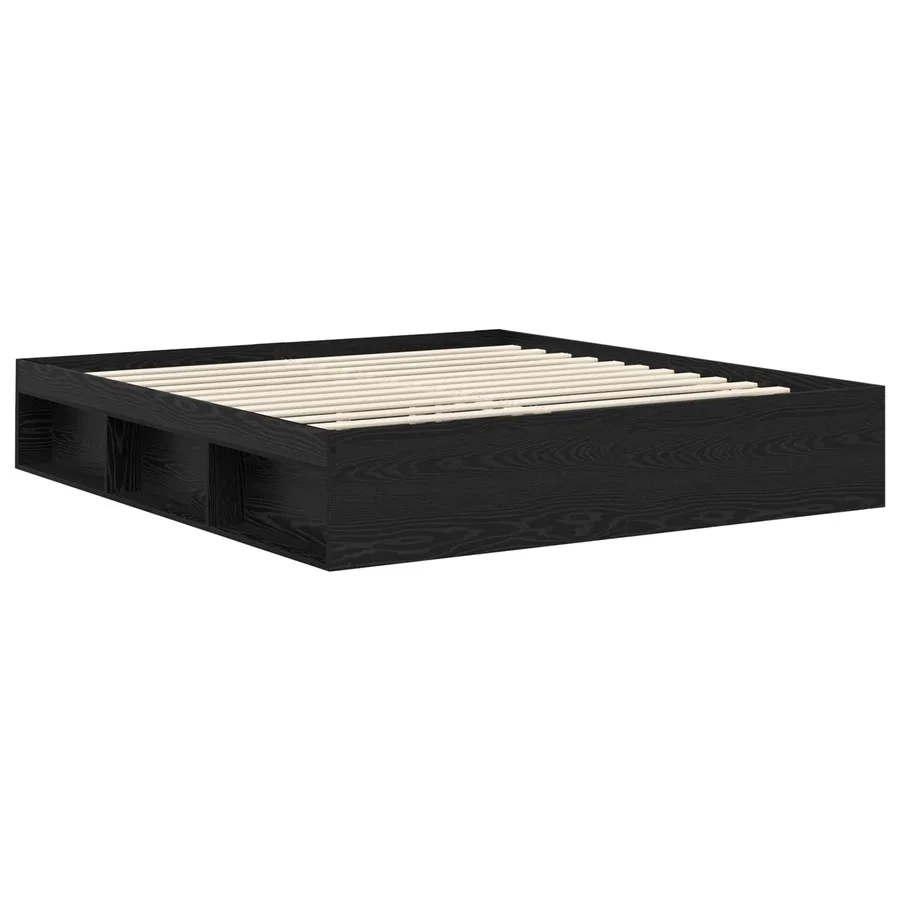 Cadre de lit Noir 180 x 200 cm Bois de pin massif - 5