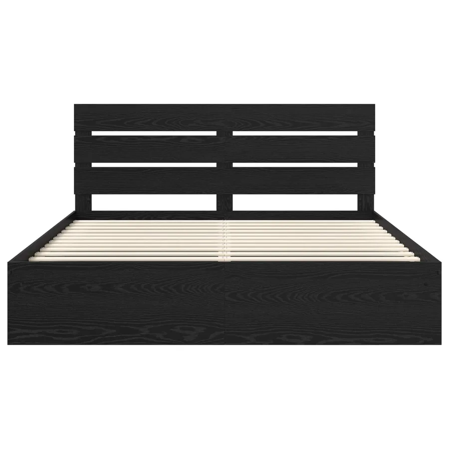 Cadre de lit Noir 180 x 200 cm Bois de pin massif - 7