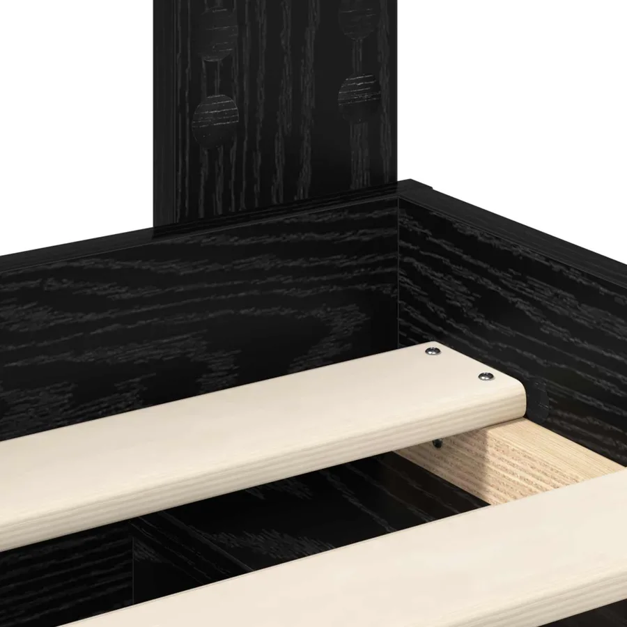 Cadre de lit Noir 180 x 200 cm Bois de pin massif - 8