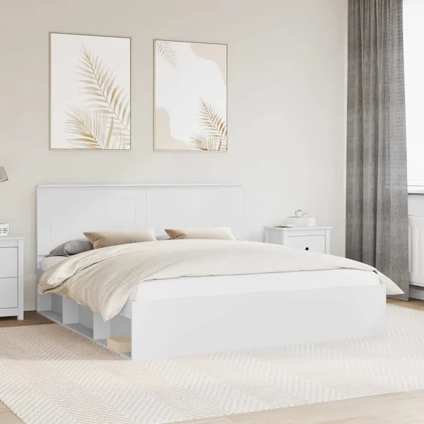 Cadre de lit Blanc 200 x 200 cm Bois de pin massif