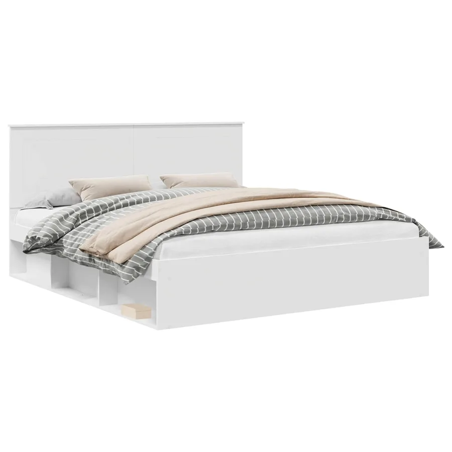 Cadre de lit Blanc 200 x 200 cm Bois de pin massif - 2