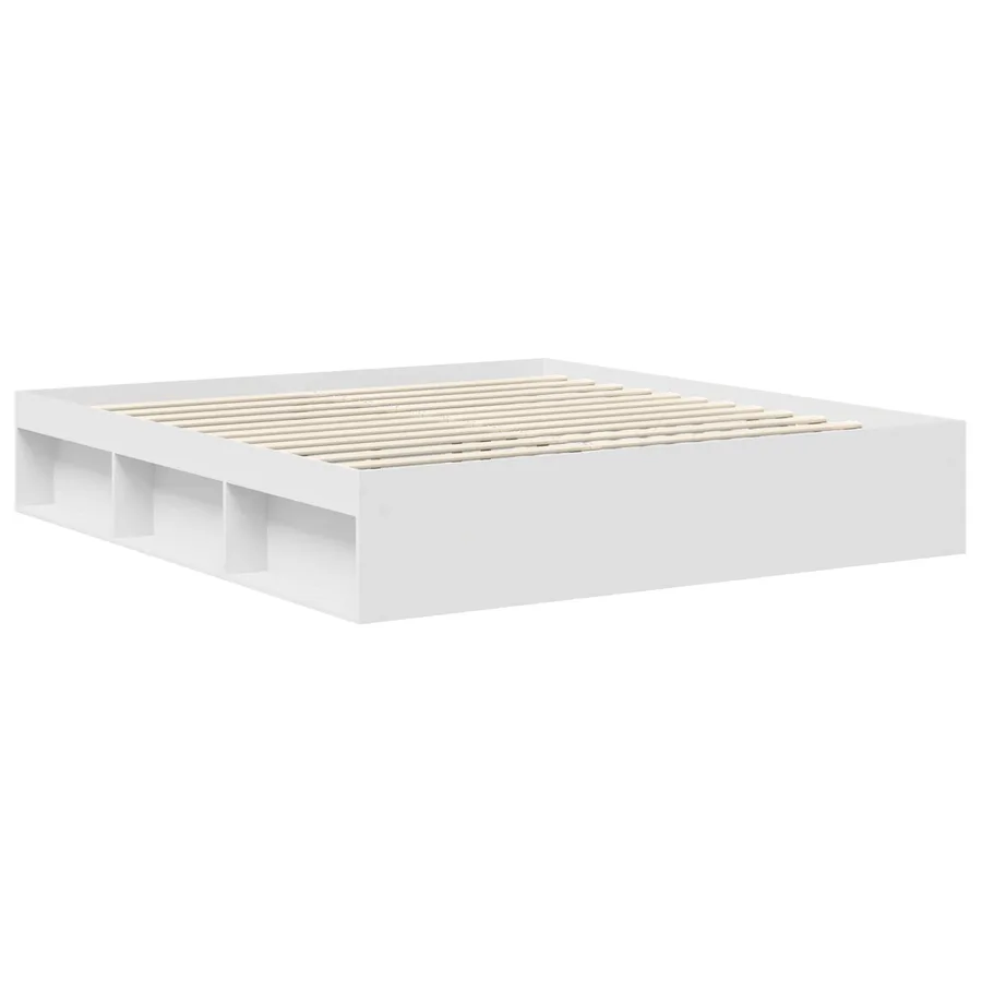 Cadre de lit Blanc 200 x 200 cm Bois de pin massif - 5