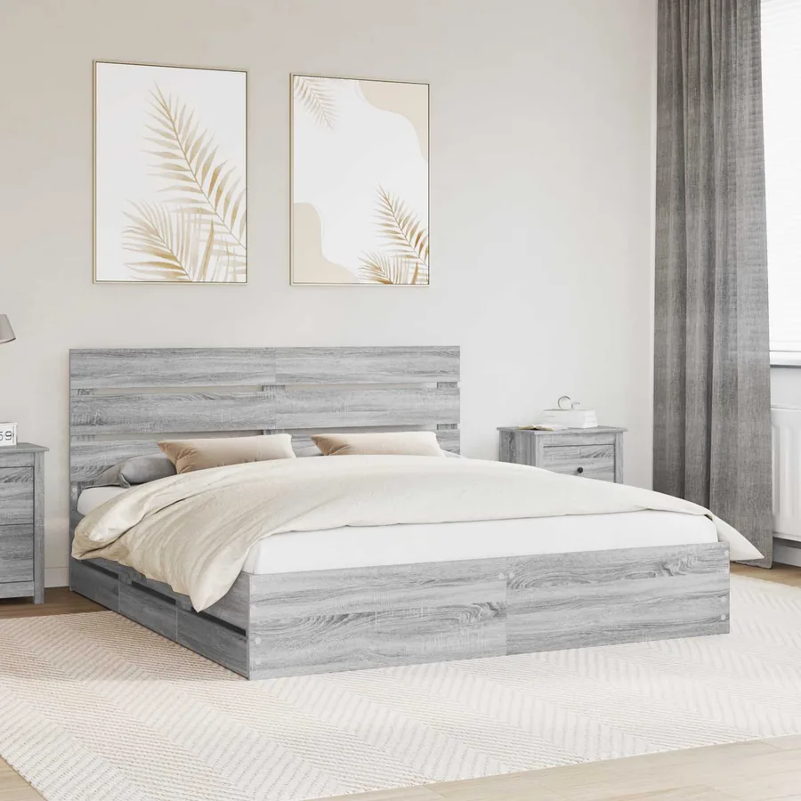 Cadre de lit Gris Sonoma 180 x 200 cm Bois Ingénierie