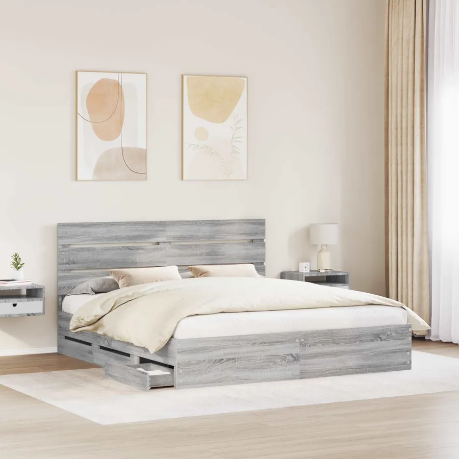 Cadre de lit Gris Sonoma 180 x 200 cm Bois Ingénierie - 3