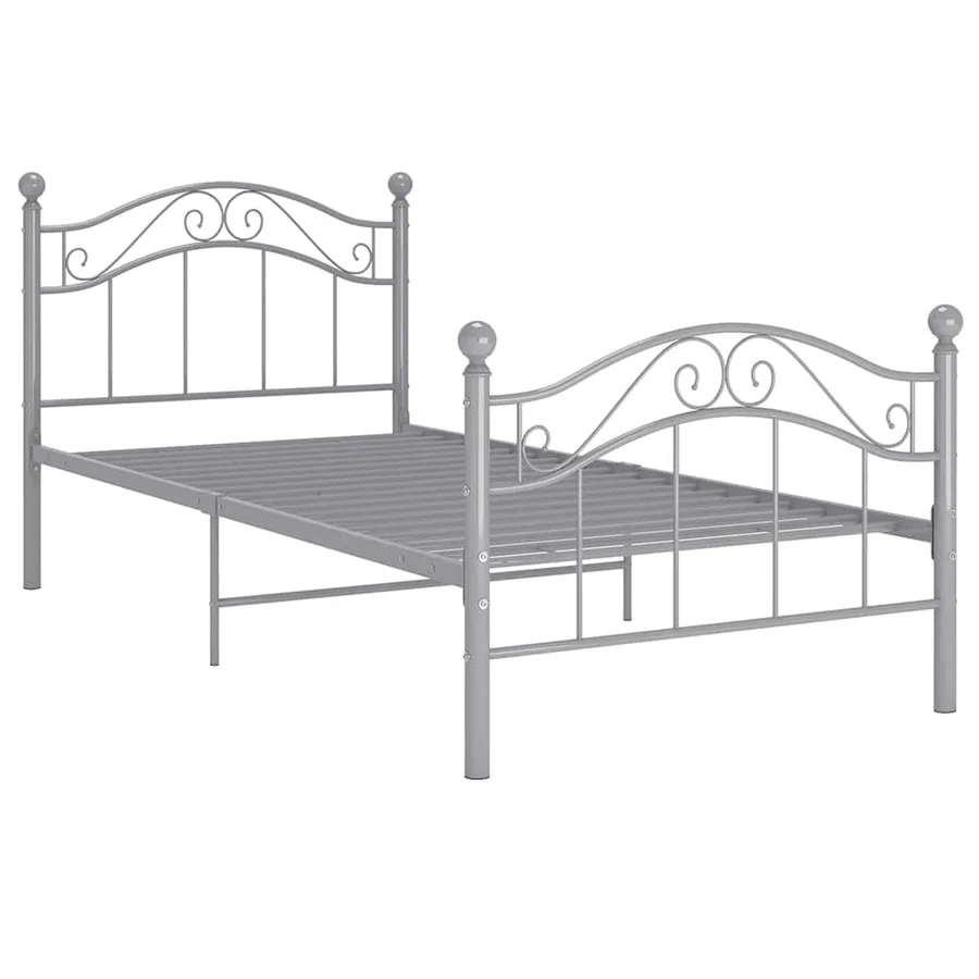 Cadre de lit sans matelas gris métal 90x200 cm - 2
