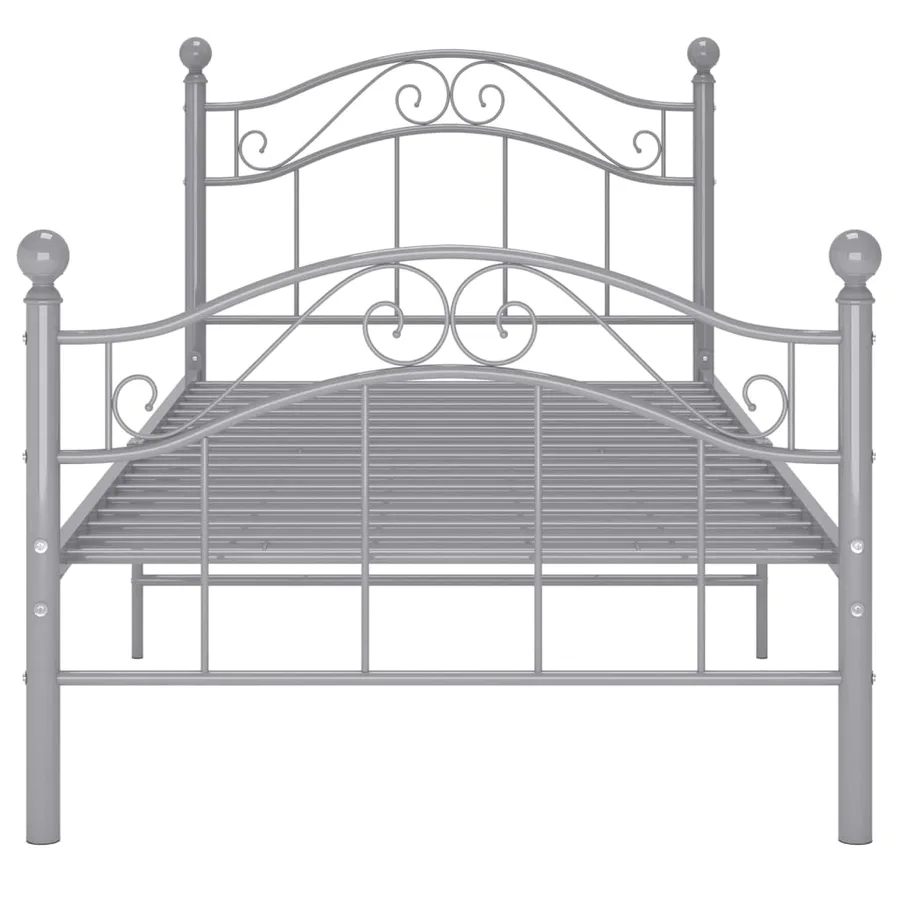 Bed Frame without Mattress Grey Metal 90x200 cm - 3