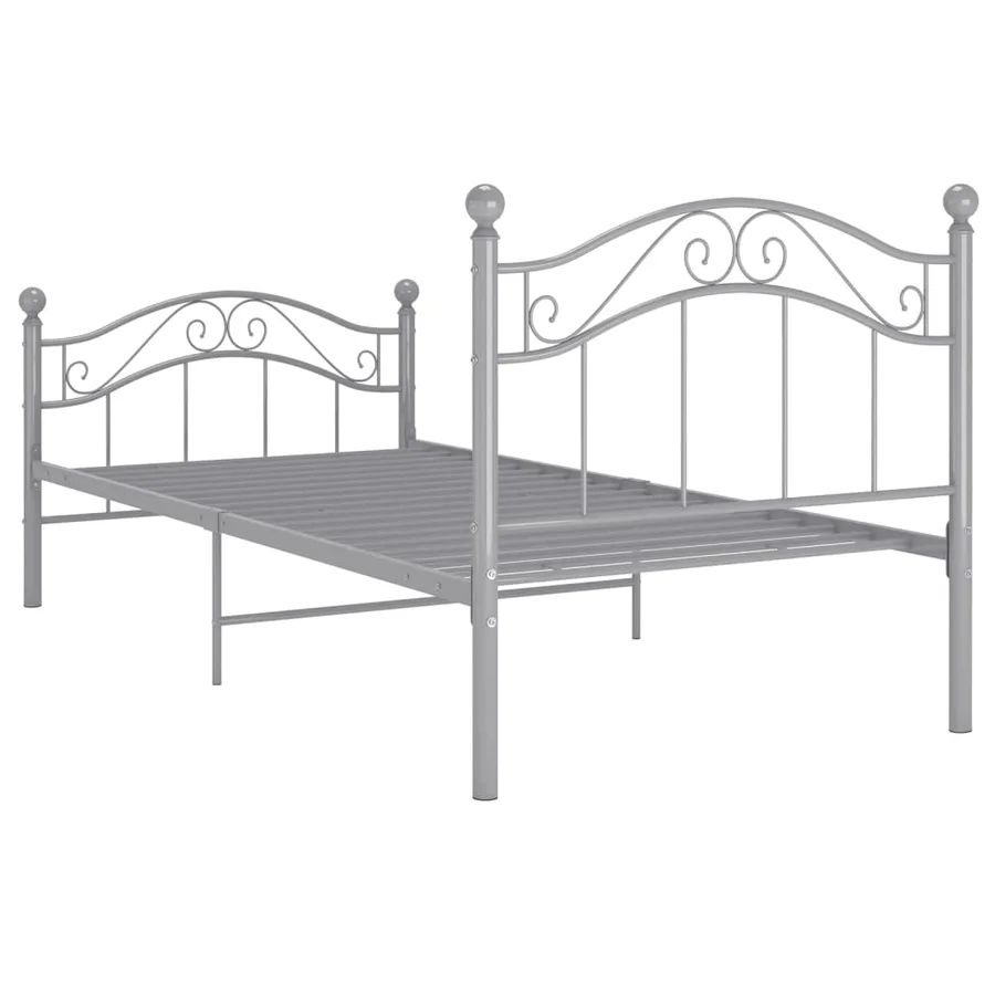 Cadre de lit sans matelas gris métal 90x200 cm - 5
