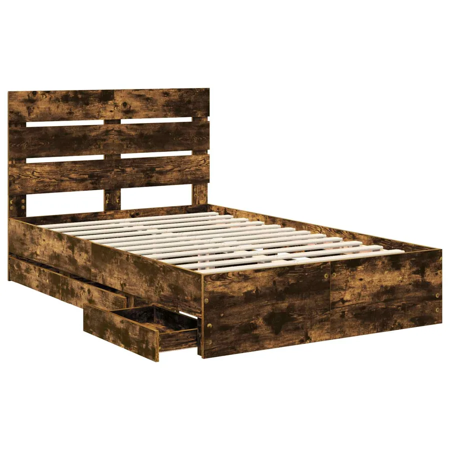 Cadre de lit Chêne fumé 135 x 190 cm Bois Ingénierie - 5