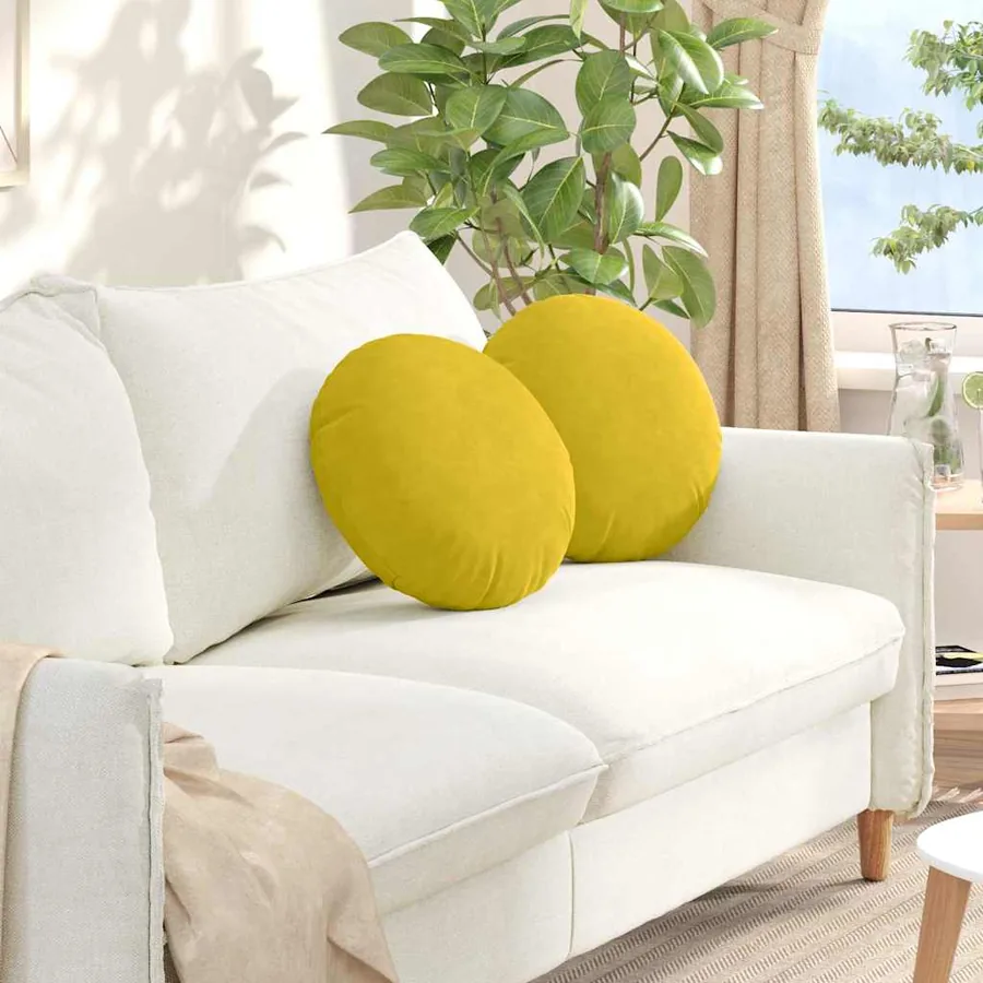 Coussins de siège 2 pcs Jaune Ø 40 x 13 cm Velours