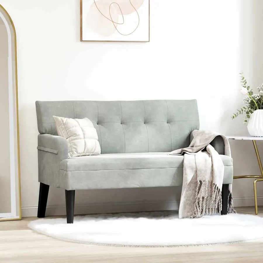 Banc Chesterfield Gris clair 112 x 65,5 x 75 cm Velours