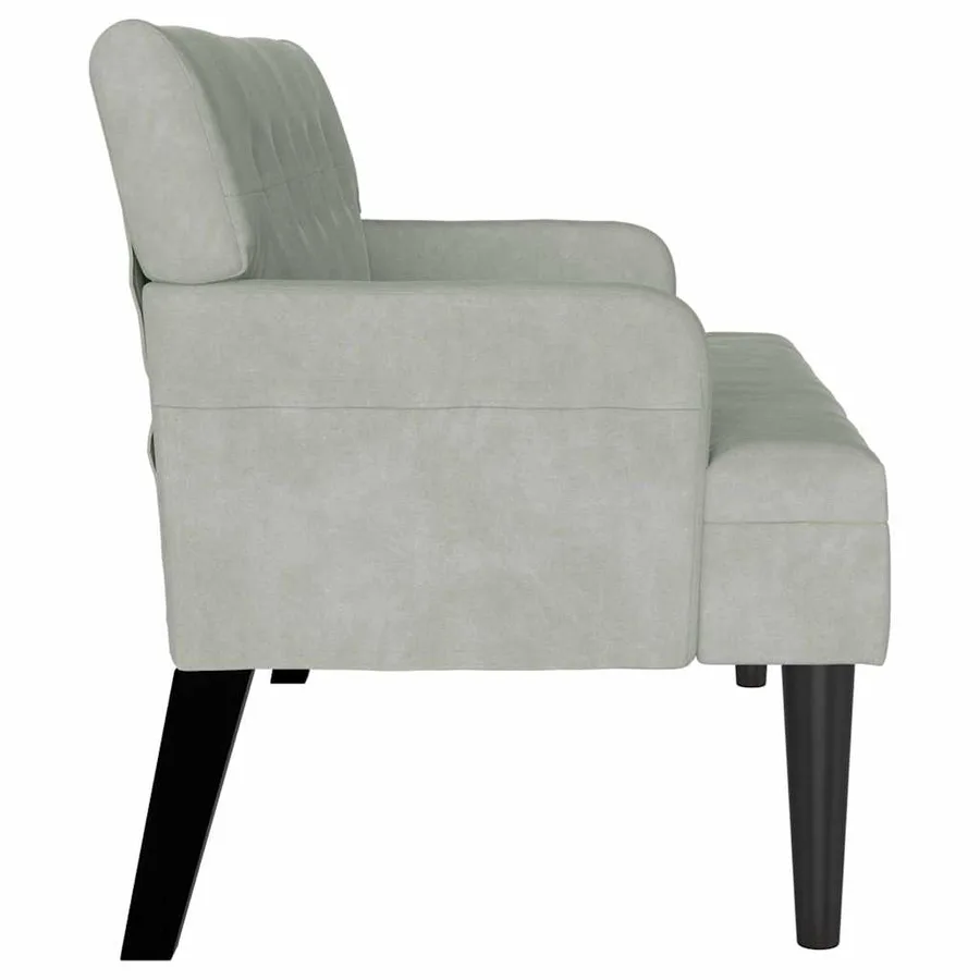 Banc Chesterfield Gris clair 112 x 65,5 x 75 cm Velours - 5