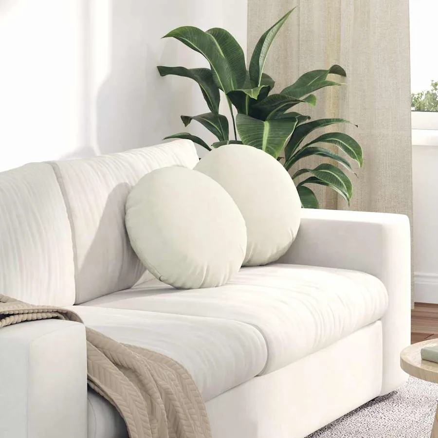 Coussins de siège 2 pcs Crème Ø 40 x 13 cm Velours
