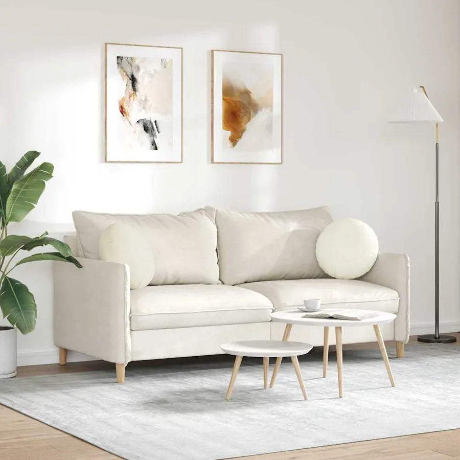 Coussins de siège 2 pcs Crème Ø 40 x 13 cm Velours - 4