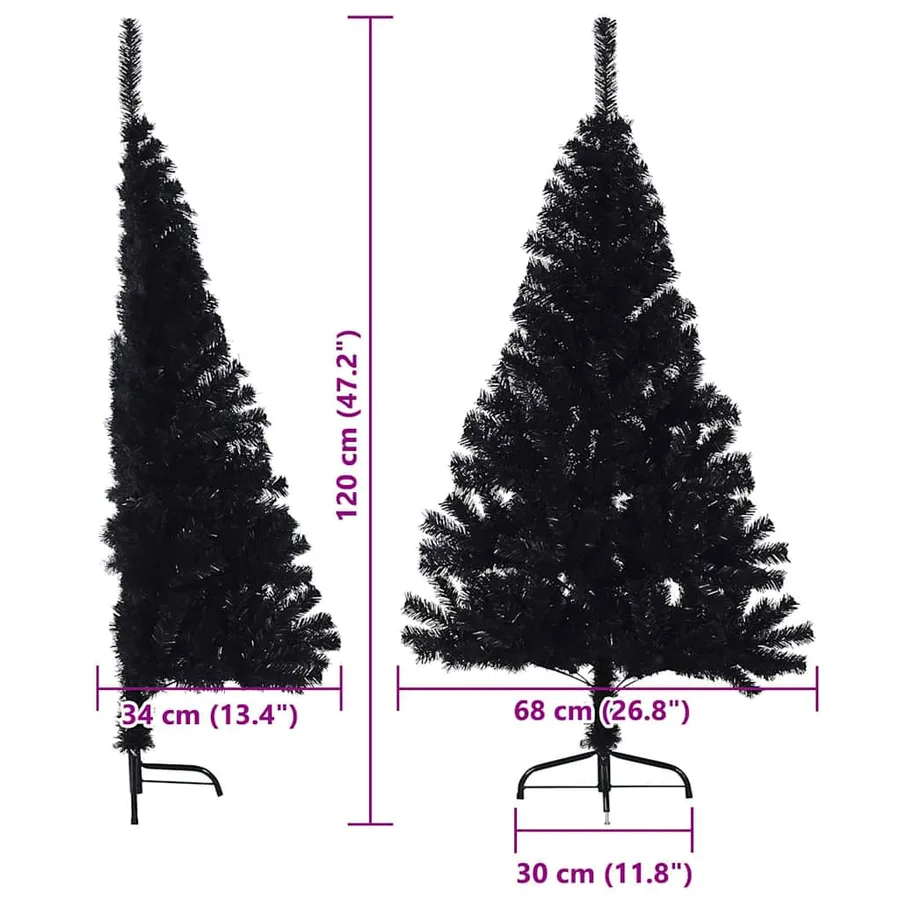 Sapin de Noël artificiel pré-éclairé Noir 120 cm PVC - 20