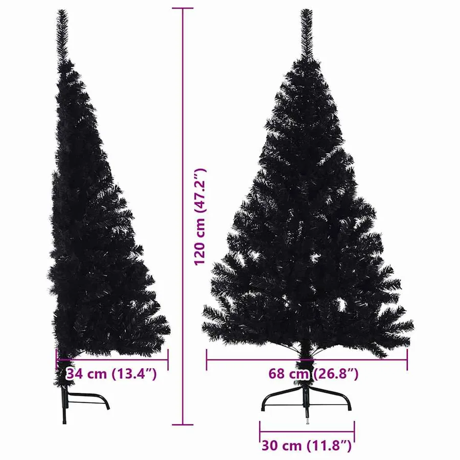 Sapin de Noël artificiel pré-éclairé Noir 120 cm PVC - 20
