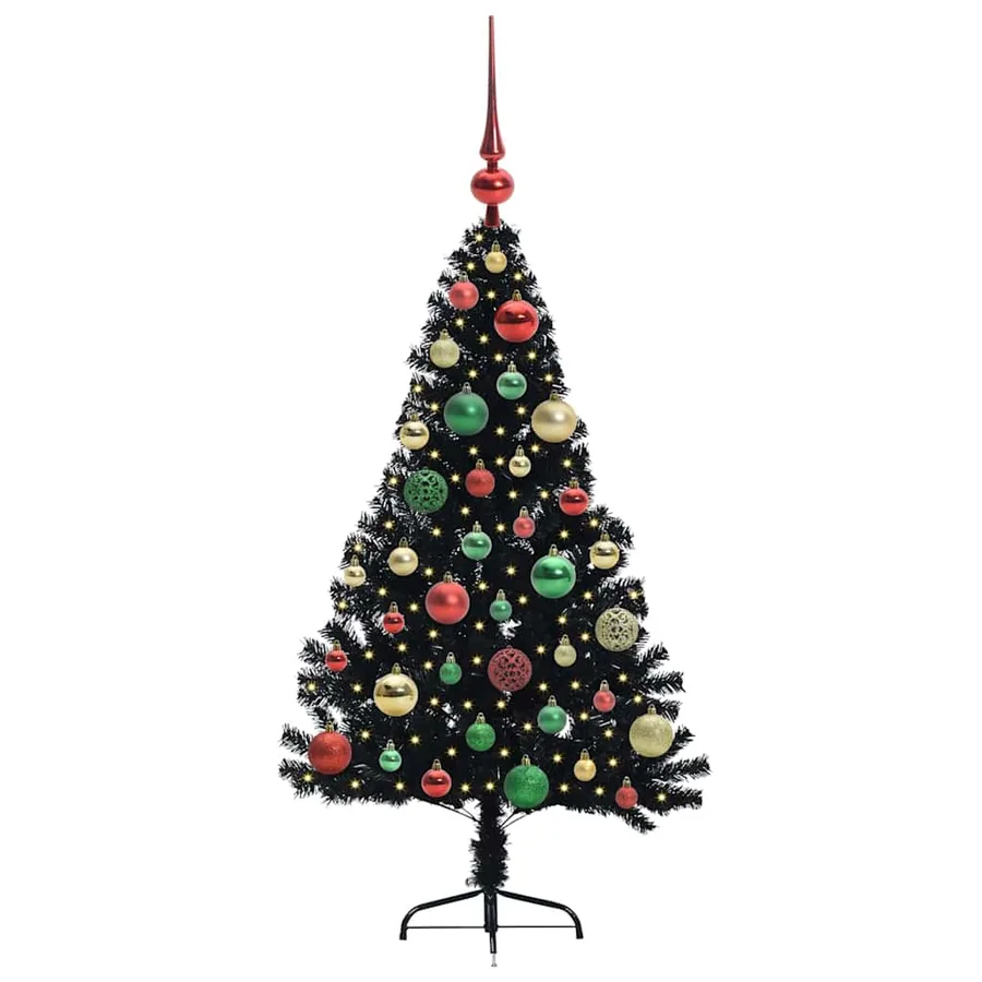 Sapin de Noël artificiel pré-éclairé Noir 120 cm PVC - 3