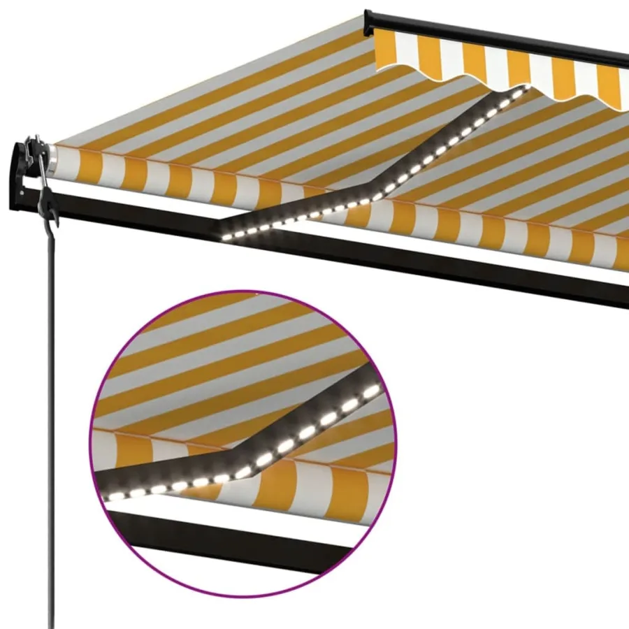 Auvent automatique capteur de vent/LED 350x250cm Jaune et blanc - 5