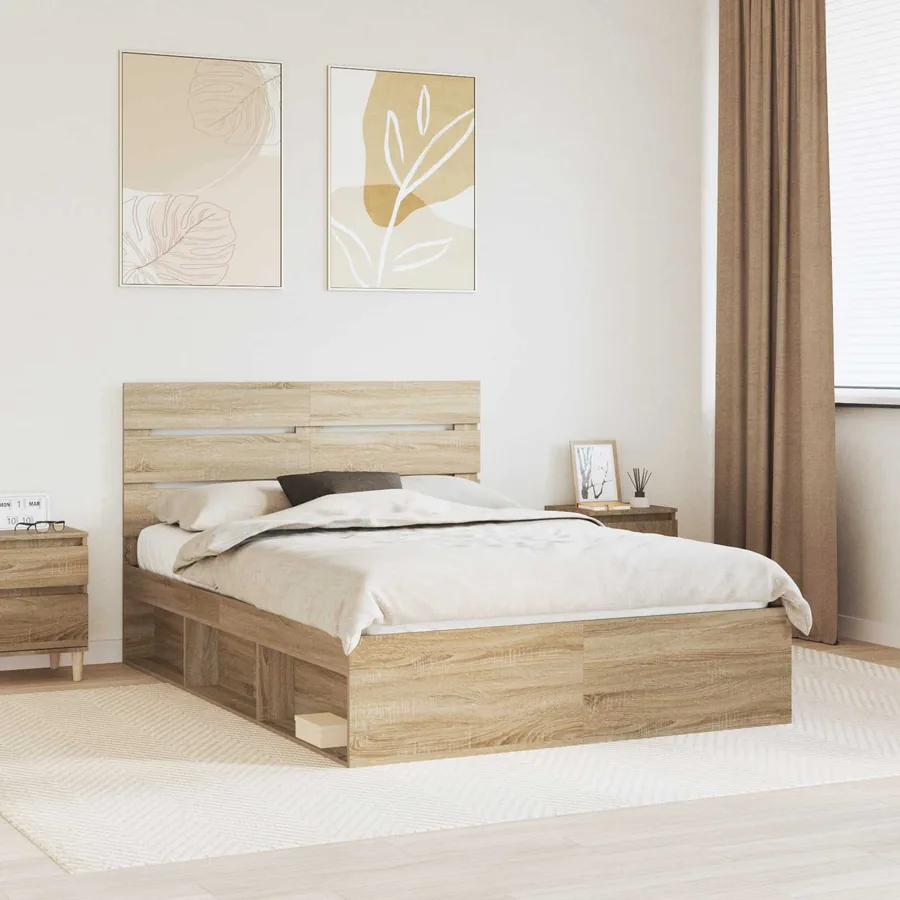 Cadre de lit Chêne Sonoma 150 x 200 cm Bois de pin massif