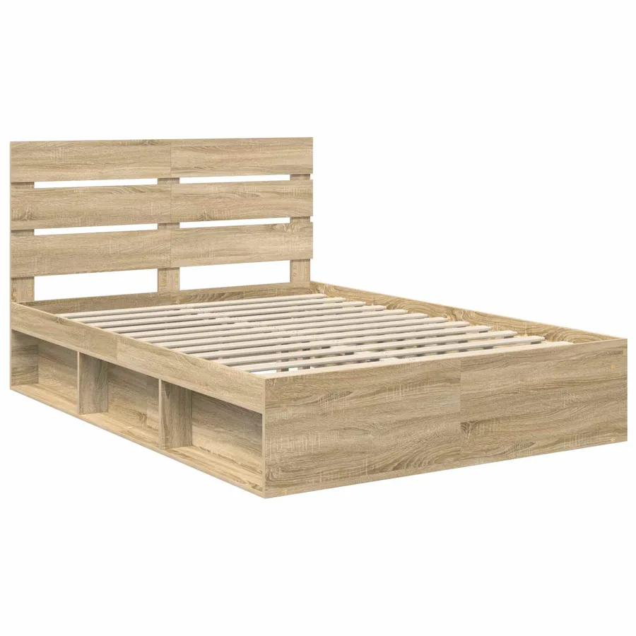 Cadre de lit Chêne Sonoma 150 x 200 cm Bois de pin massif - 4