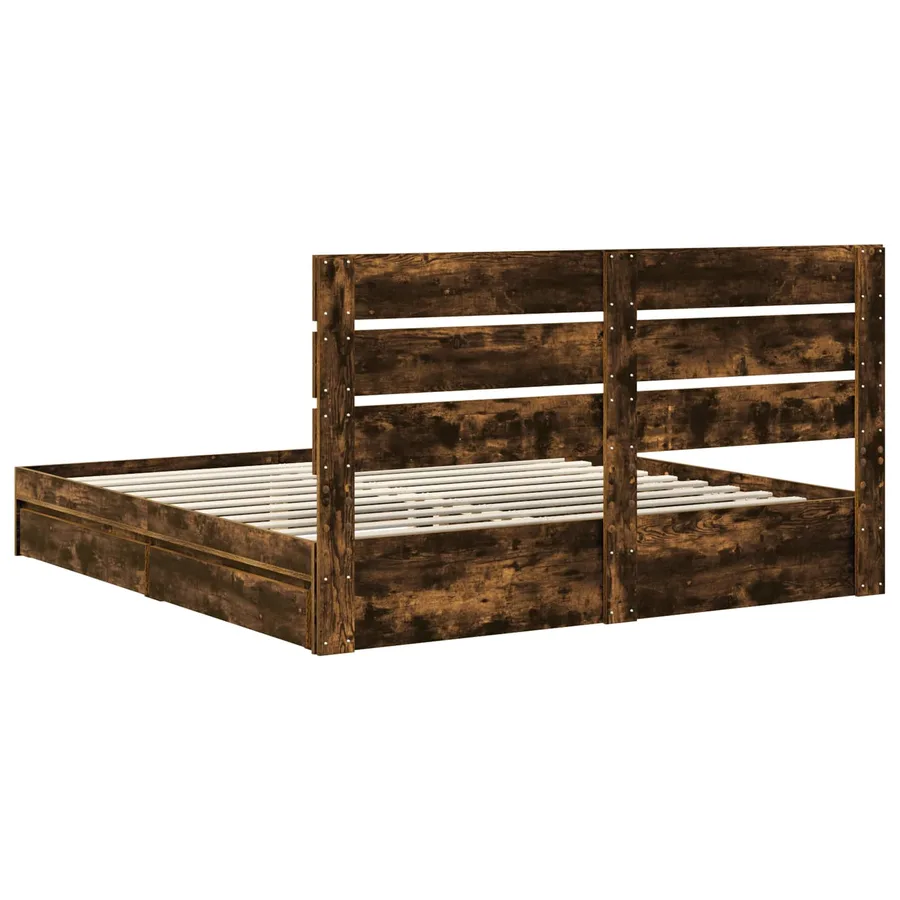 Lit de Rangement Chêne fumé 180 x 200 cm Bois d'ingénierie - 8