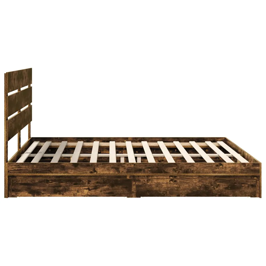 Lit de Rangement Chêne fumé 180 x 200 cm Bois d'ingénierie - 9