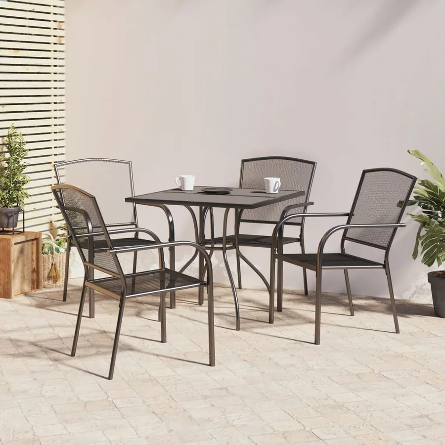 Ensemble à manger de jardin 5 pcs anthracite acier