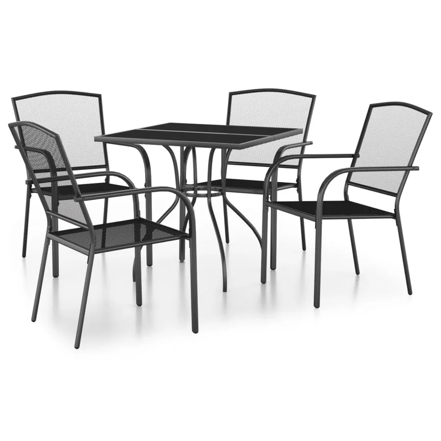 Ensemble à manger de jardin 5 pcs anthracite acier - 2