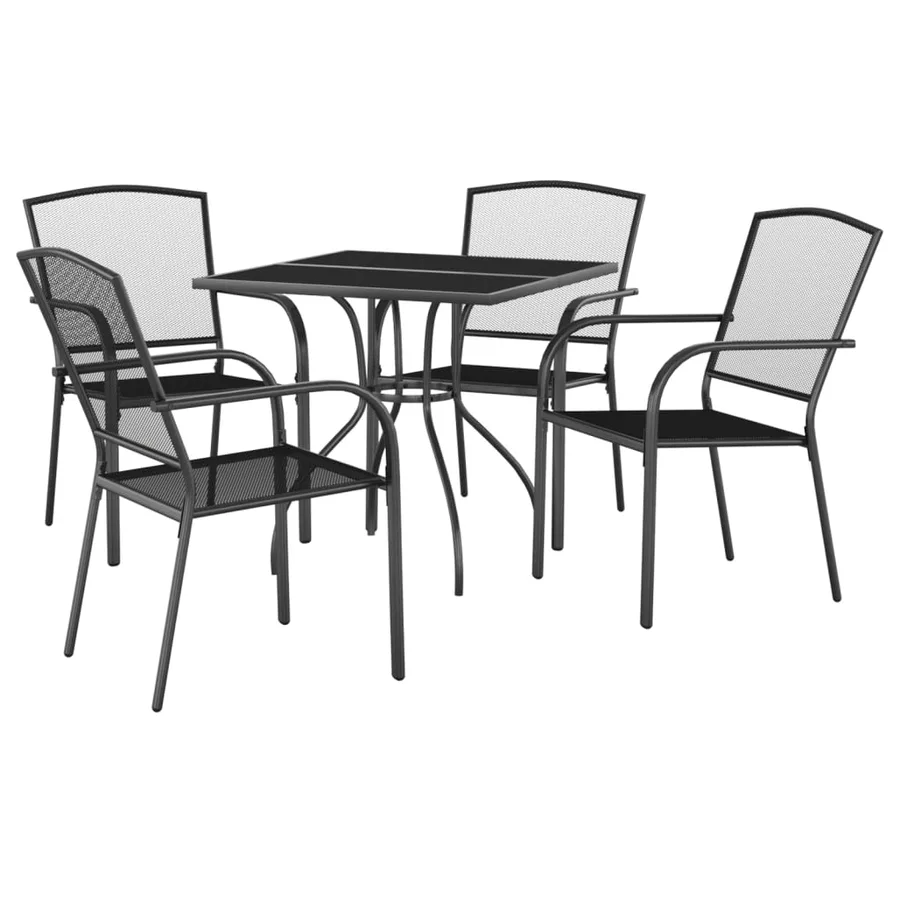 Ensemble à manger de jardin 5 pcs anthracite acier - 3