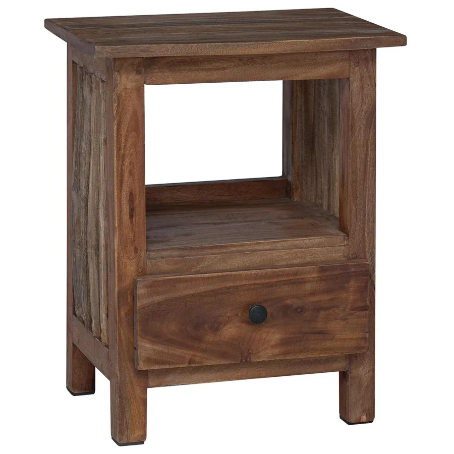 Table de chevet Marron 30 x 30 x 47 cm Bois Recyclé Solide - 2