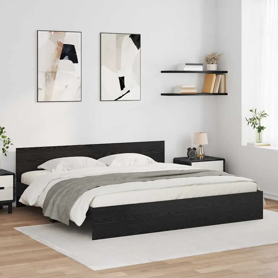 Cadre de lit Chêne noir 180 x 200 cm Bois d'ingénierie