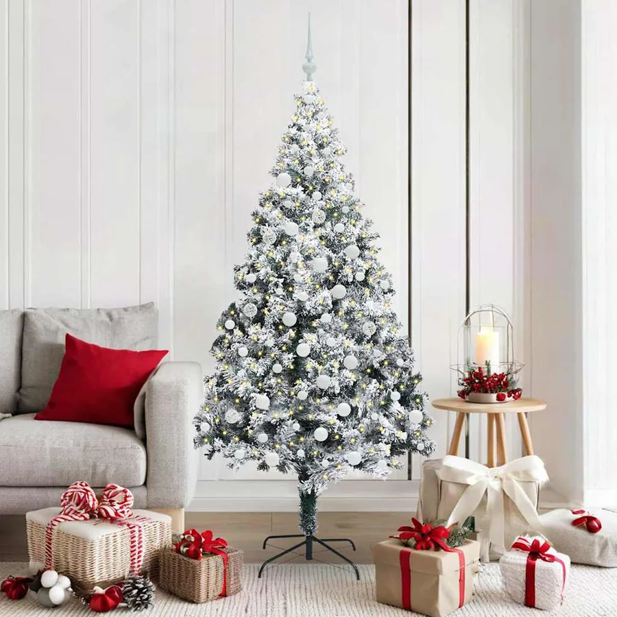 Sapin de Noël artificiel Blanc 180 cm PVC, Acier et Plastique