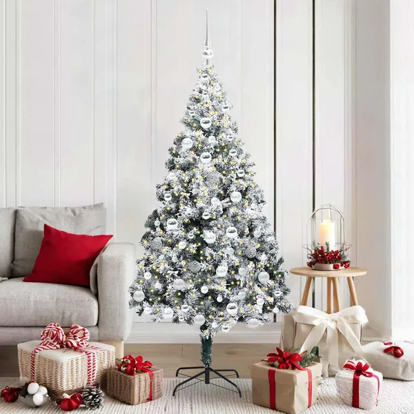 Sapin de Noël artificiel Blanc 180 cm PVC, Acier et Plastique
