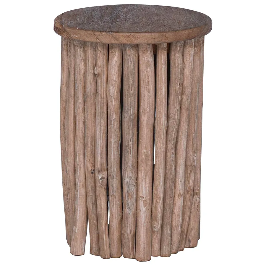 Tabouret Naturel 30 x 30 x 45 cm Bois de teck massif - 5