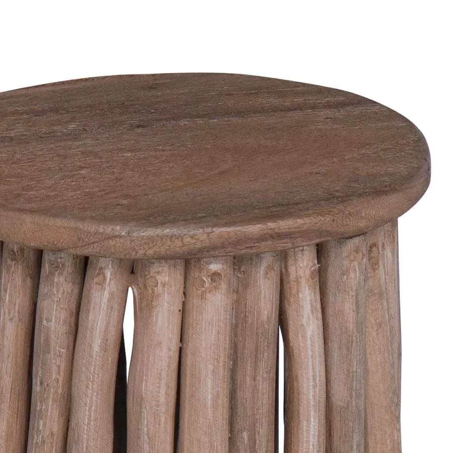 Tabouret Naturel 30 x 30 x 45 cm Bois de teck massif - 9