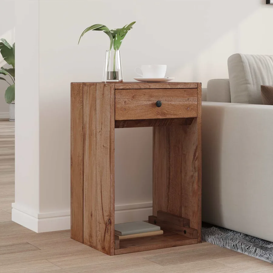 Table de chevet Marron 63 x 30 x 79 cm Bois de Mahogany Massif - 3