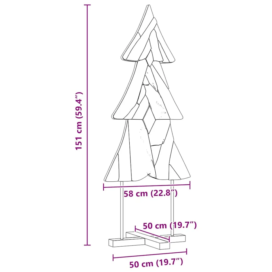 Sapin de Noël avec support Marron 151 cm Bois de teck solide - 11