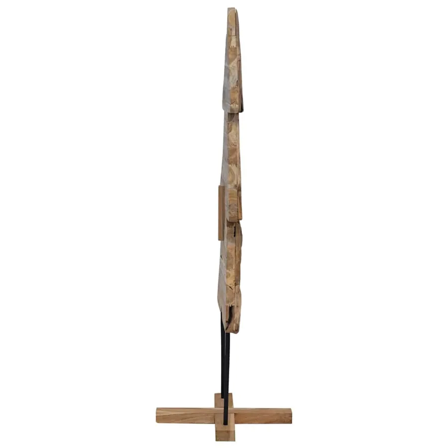 Sapin de Noël avec support Marron 151 cm Bois de teck solide - 5