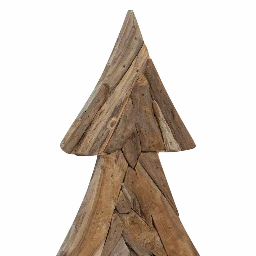 Sapin de Noël avec support Marron 151 cm Bois de teck solide - 7