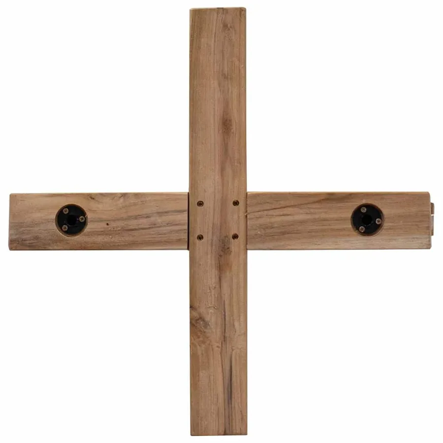 Sapin de Noël avec support Marron 151 cm Bois de teck solide - 8