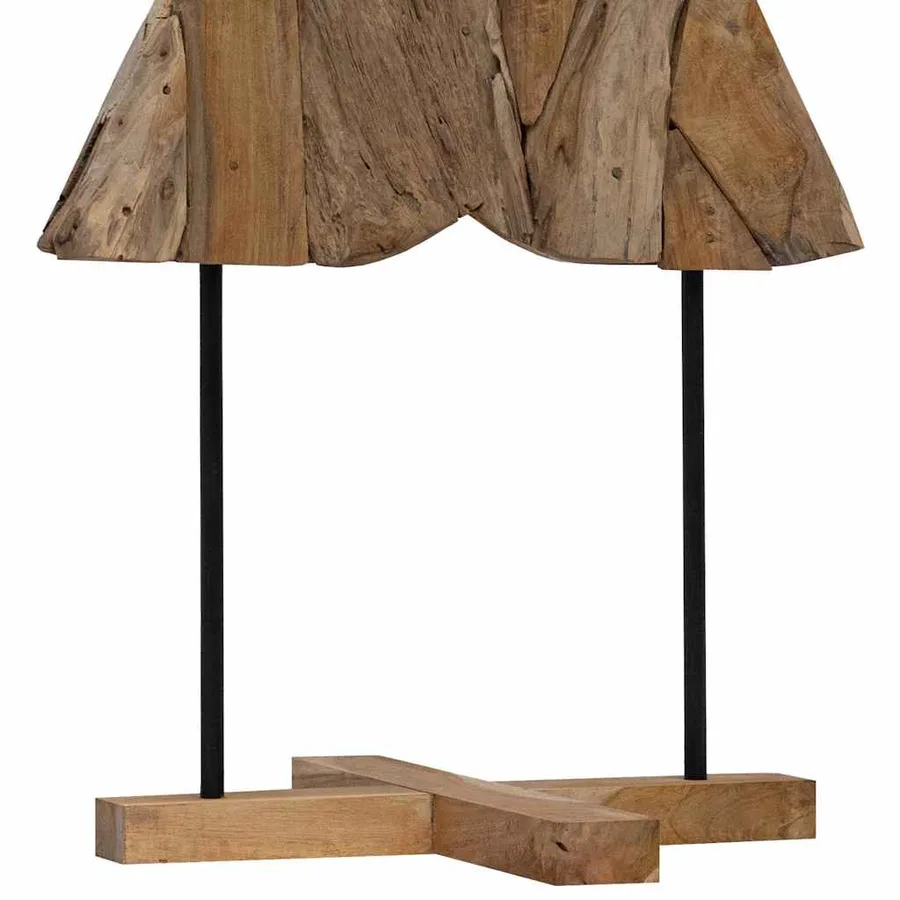 Sapin de Noël avec support Marron 151 cm Bois de teck solide - 9