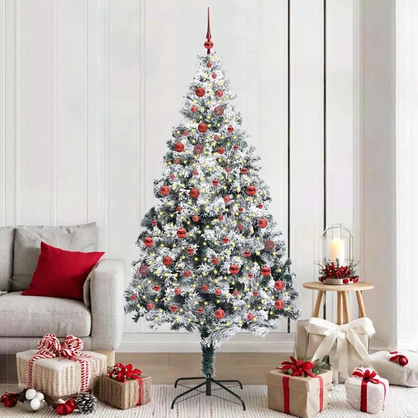 Sapin de Noël artificiel Blanc 210 cm PVC, Acier et Plastique