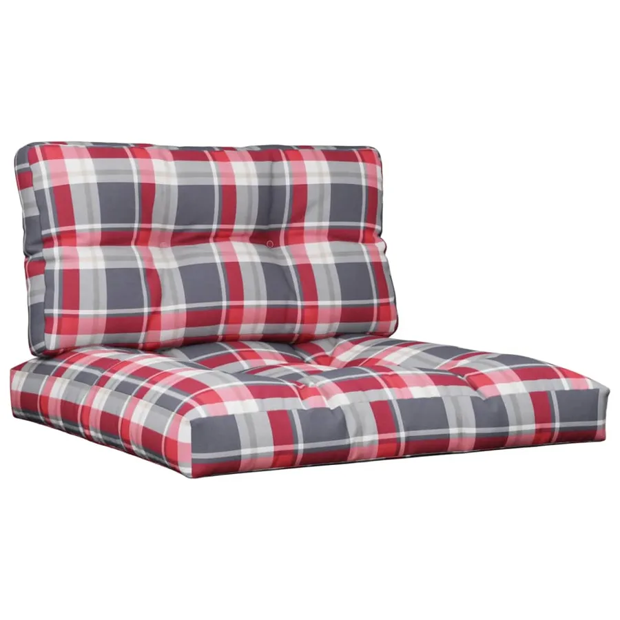 Coussins de palette lot de 2 motif à carreaux rouge tissu - 2