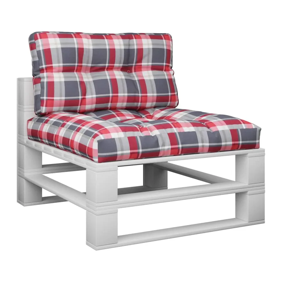 Coussins de palette lot de 2 motif à carreaux rouge tissu - 3