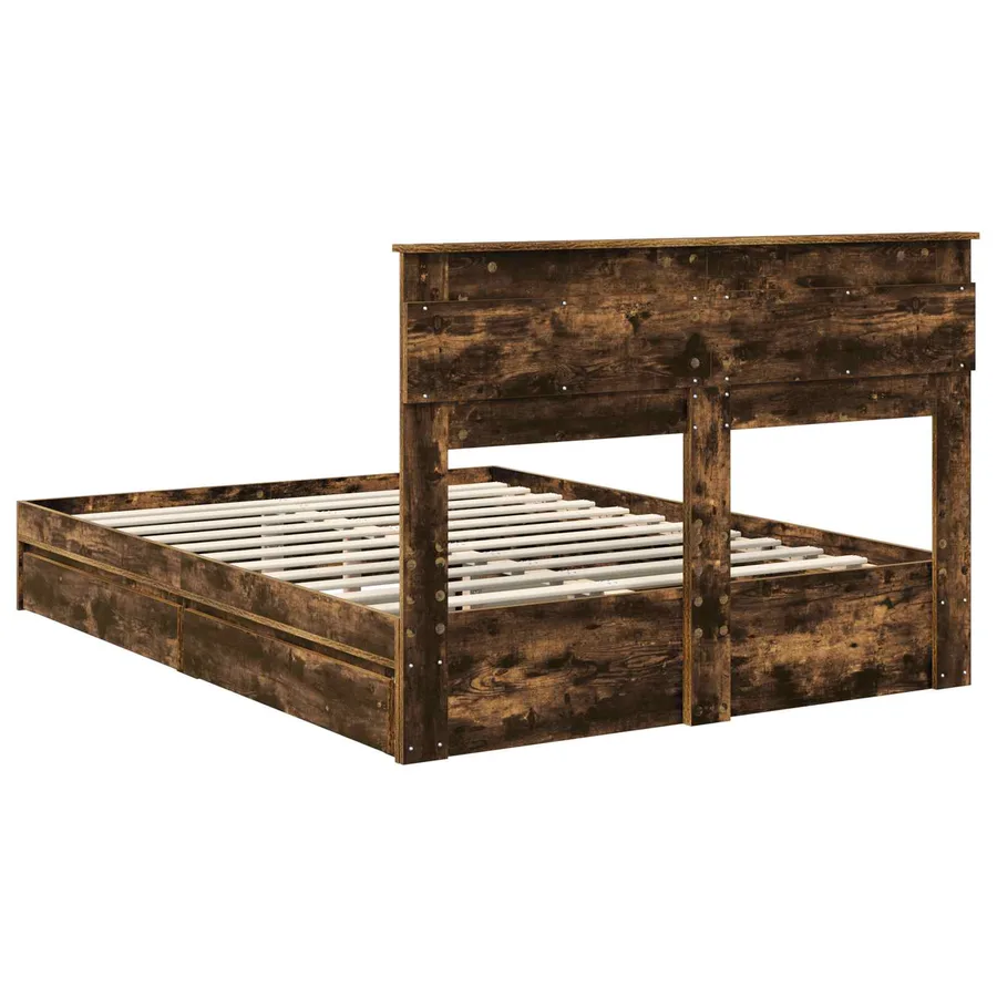 Lit de Rangement Chêne fumé 160 x 200 cm Bois d'ingénierie - 10