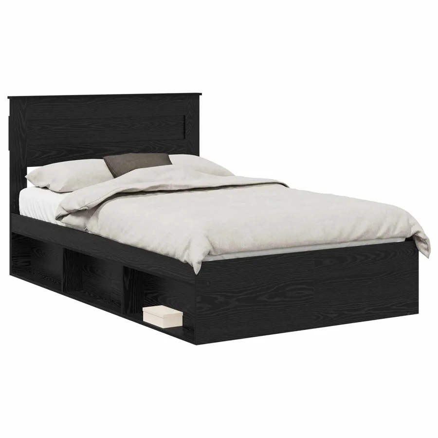 Cadre de lit avec stockage Noir 135 x 190 cm Bois de pin massif - 2