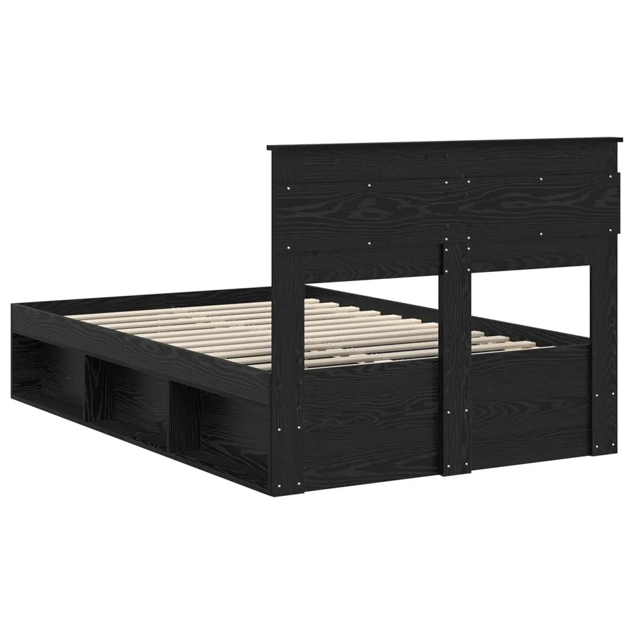 Cadre de lit avec stockage Noir 135 x 190 cm Bois de pin massif - 9