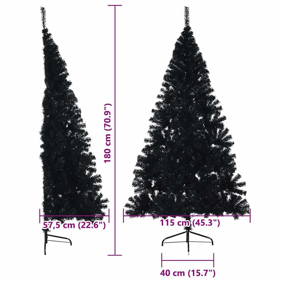 Sapin de Noël artificiel pré-éclairé Noir 180 cm PVC - 20