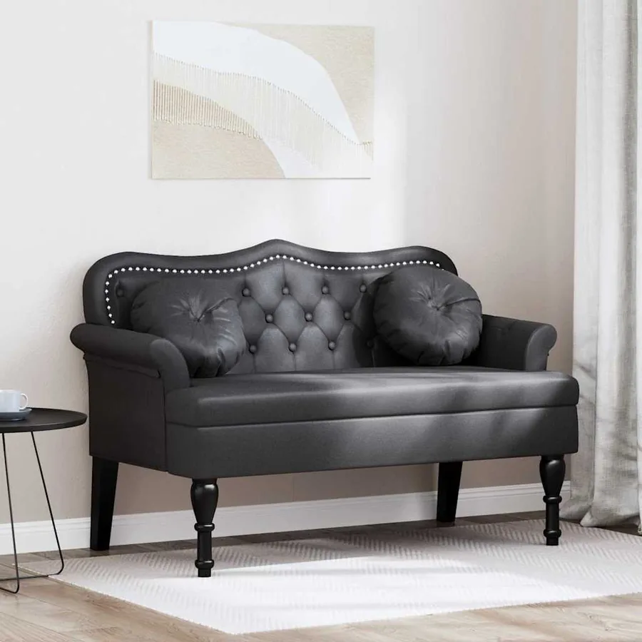 Banc Chesterfield Noir 120,5 x 65 x 75 cm Simili cuir