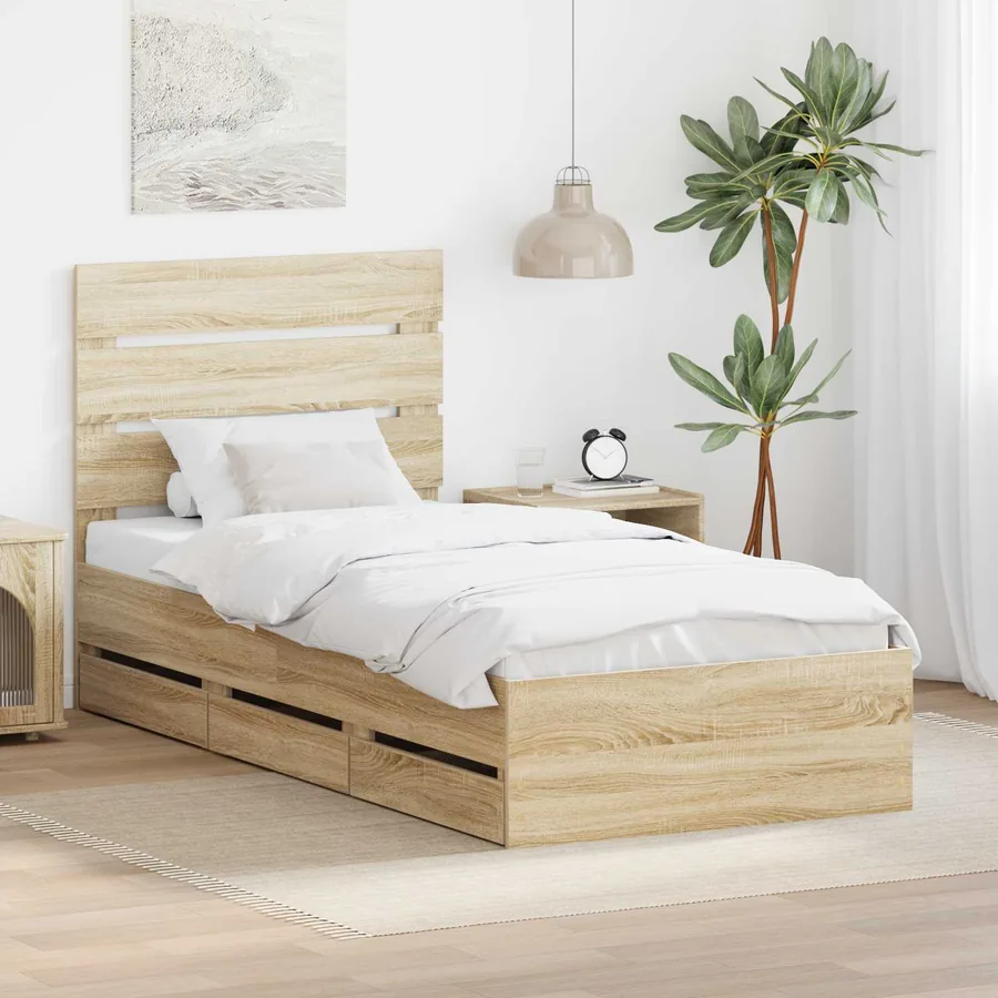 Cadre de lit Chêne Sonoma 75 x 190 cm Bois Ingénierie