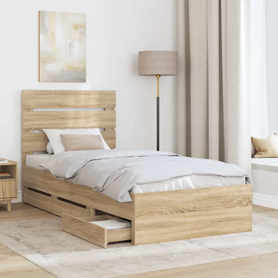 Cadre de lit Chêne Sonoma 75 x 190 cm Bois Ingénierie - 3